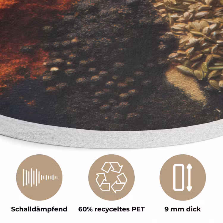 Specerijen - Explosie - Oranje Akoestische PET Vilt - Rond klein -closeup_DE