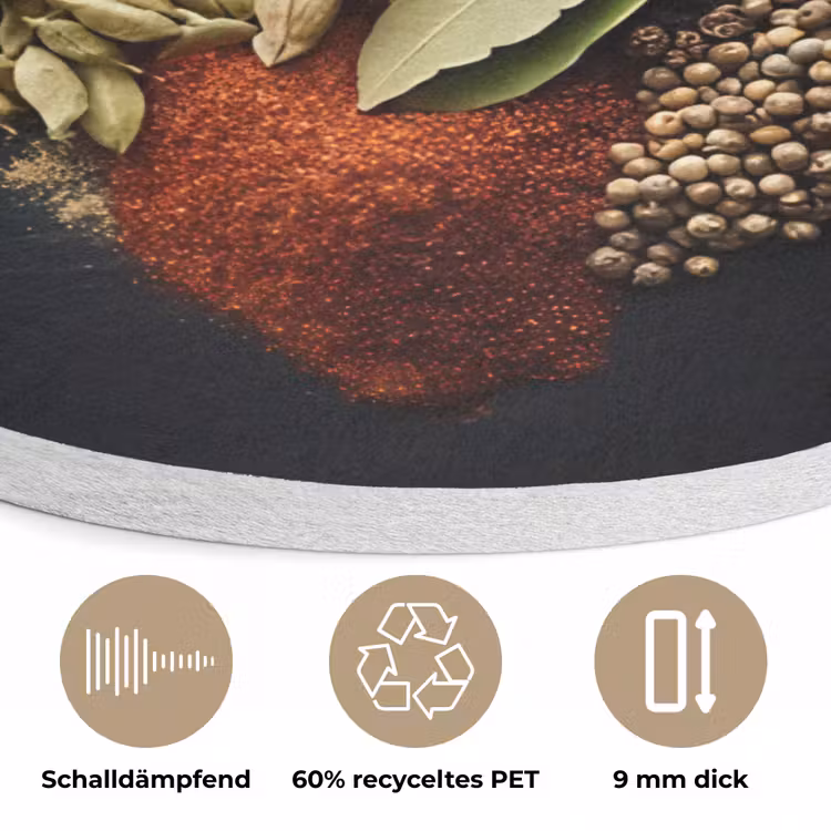 Specerijen - Mix - Hartvorm - Zwart Akoestische PET Vilt - Rond klein -closeup_DE