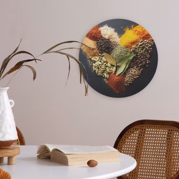 Specerijen - Mix - Hartvorm - Zwart Akoestische PET Vilt - Rond klein -sfeer3