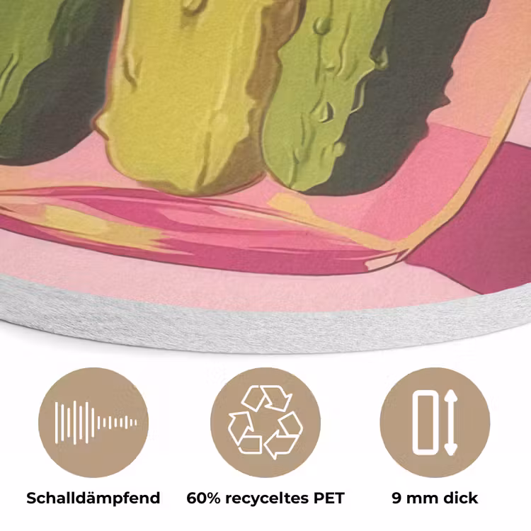 Augurken - Pot - Schaduw - Roze Akoestische PET Vilt - Rond klein -closeup_DE