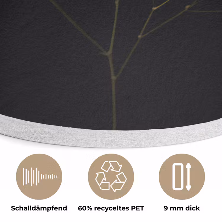 Gipskruid - Bloemetjes - Wit - Minimalistisch Akoestische PET Vilt - Rond klein -closeup_DE