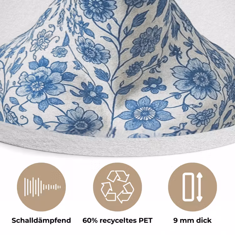 Giraffe - Delfts blauw - Dieren - Minimalistisch Akoestische PET Vilt - Rond klein -closeup_DE