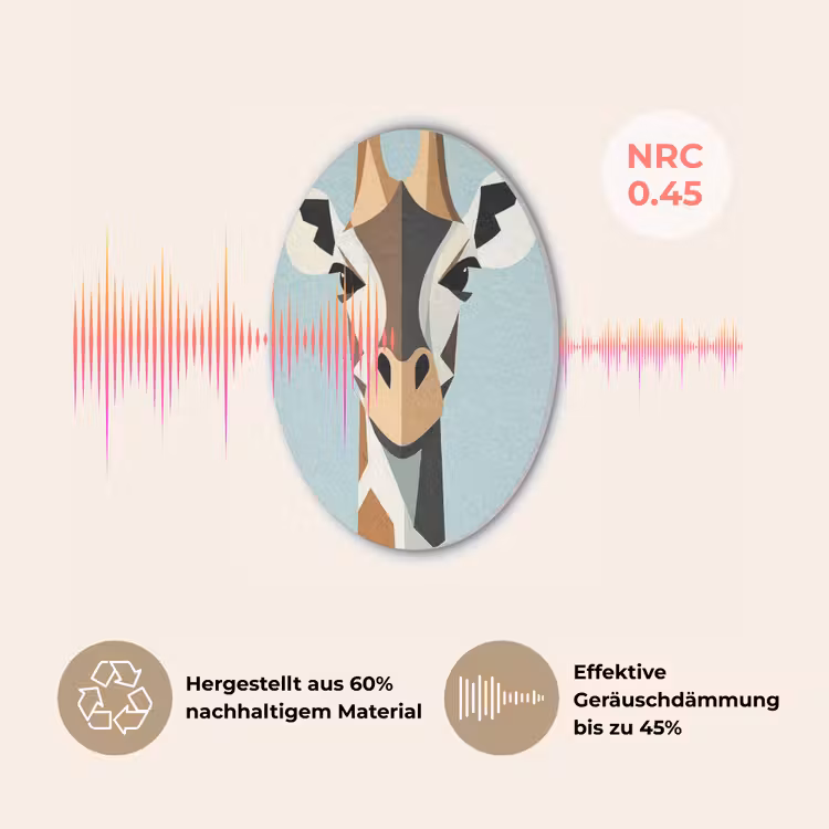 Giraffe - Illustratie - Bruin - Minimalistisch Akoestische PET Vilt - Rond klein -USP_DE