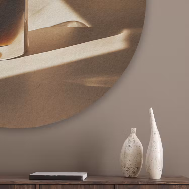 Glas - Ijskoffie - Schaduw - Bruin Akoestische PET Vilt - Rond klein -sfeer5_closeup