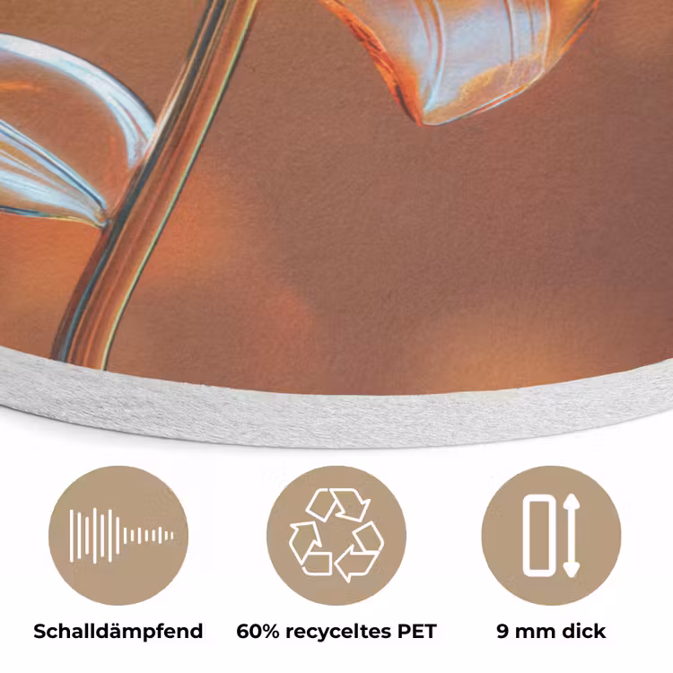 Glazen - Bloem - Zonlicht Akoestische PET Vilt - Rond klein -closeup_DE