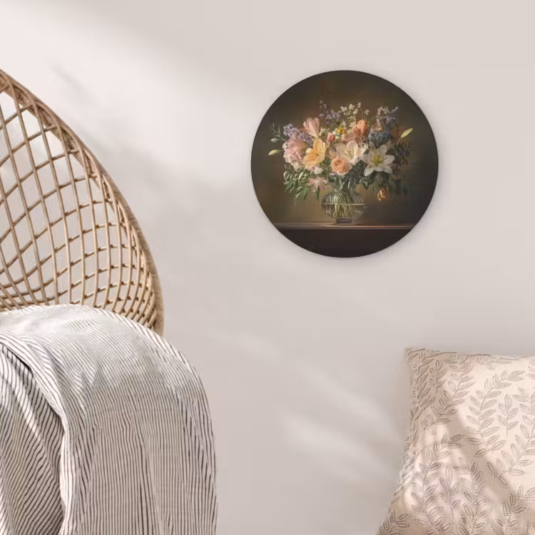 Glazen - Bloemen - Boeket - Kleuren Akoestische PET Vilt - Rond klein -sfeer4