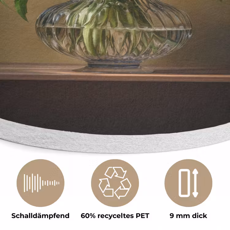 Glazen - Bloemen - Boeket - Kleuren Akoestische PET Vilt - Rond klein -closeup_DE