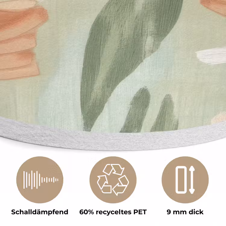 Glazen - Proosten - Bladeren - Groen Akoestische PET Vilt - Rond klein -closeup_DE