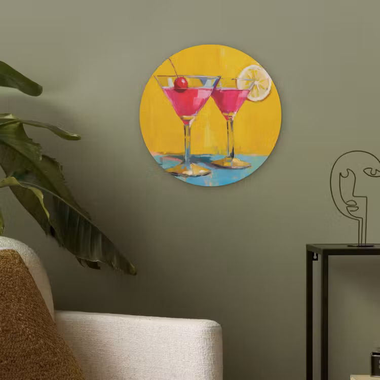 Glazen - Cocktail - Citroen - Kers Akoestische PET Vilt - Rond klein -sfeer2