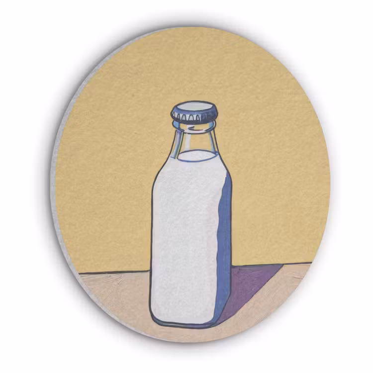 Glazen - Fles - Illustratie - Melk Akoestische PET Vilt - Rond klein -3d