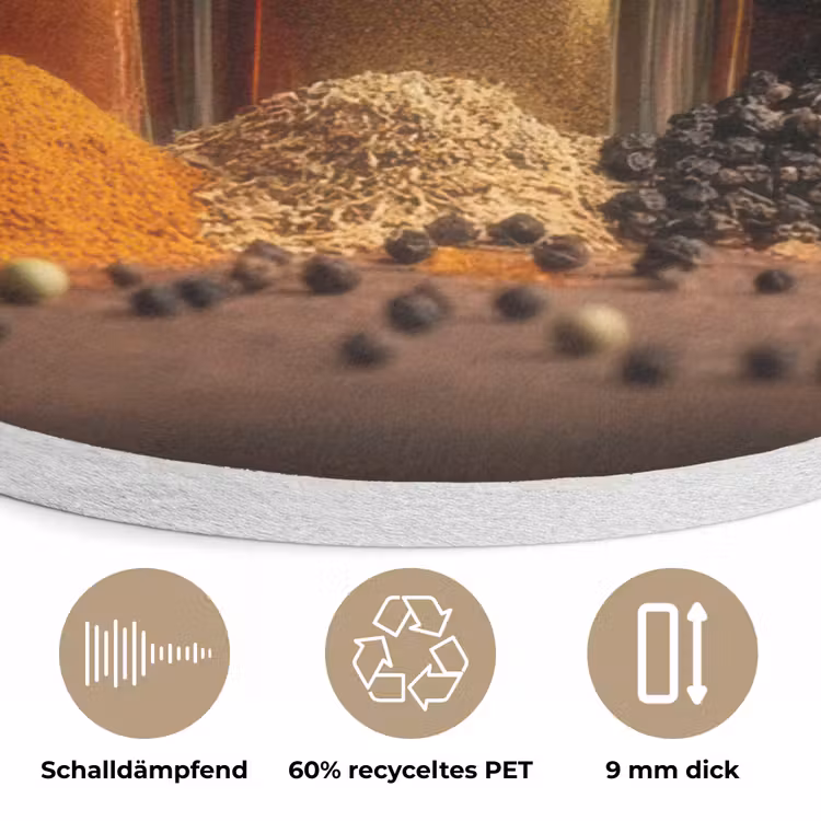Potjes - Kruiden - Specerijen - Korrels Akoestische PET Vilt - Rond klein -closeup_DE