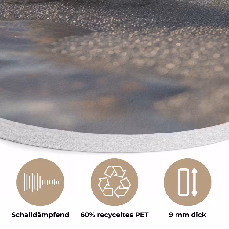 Glazenfles - Post - Zee - Zand Akoestische PET Vilt - Rond klein -closeup_DE