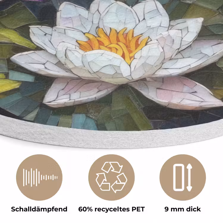 Glasstukjes - Leliebladeren - Vis - Oranje Akoestische PET Vilt - Rond klein -closeup_DE