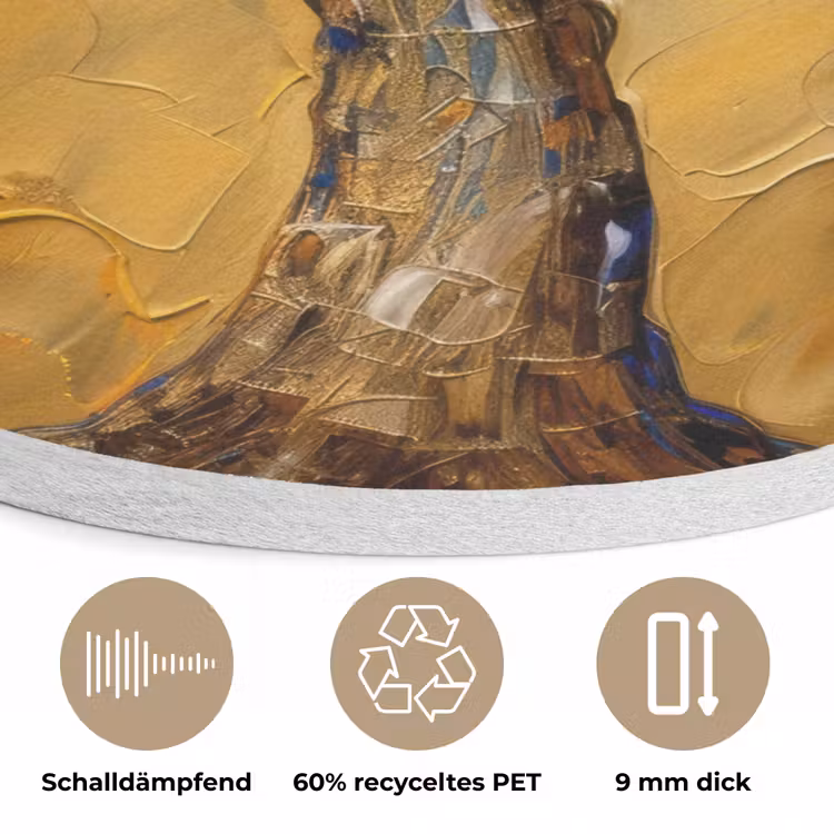 Goud - Boom - Abstract - Modern Akoestische PET Vilt - Rond klein -closeup_DE
