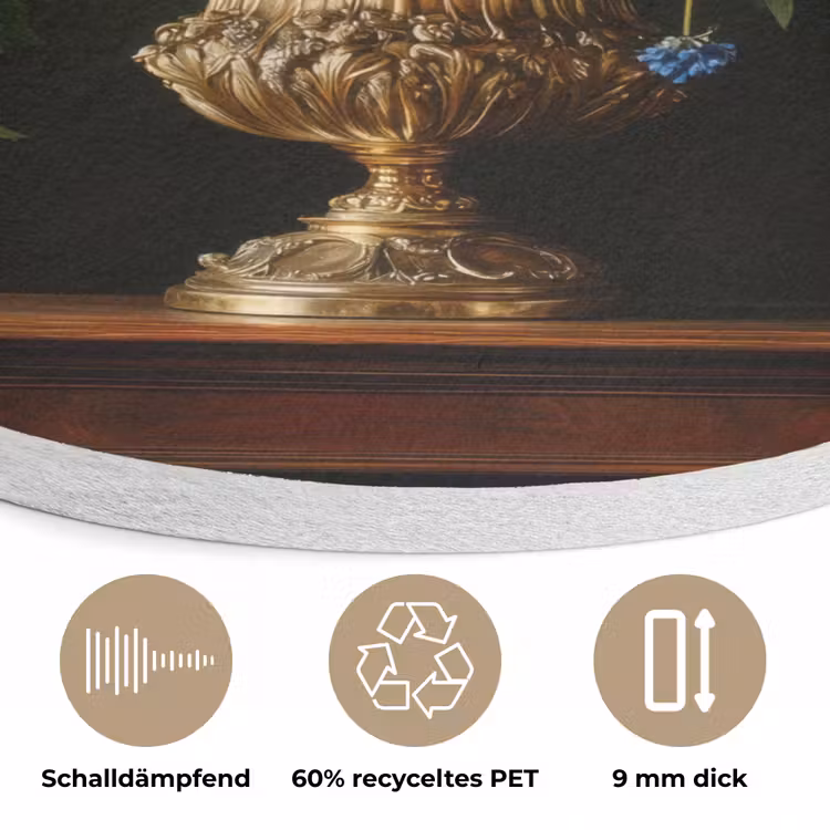 Goud - Bloemen - Kleuren - Vaas Akoestische PET Vilt - Rond klein -closeup_DE