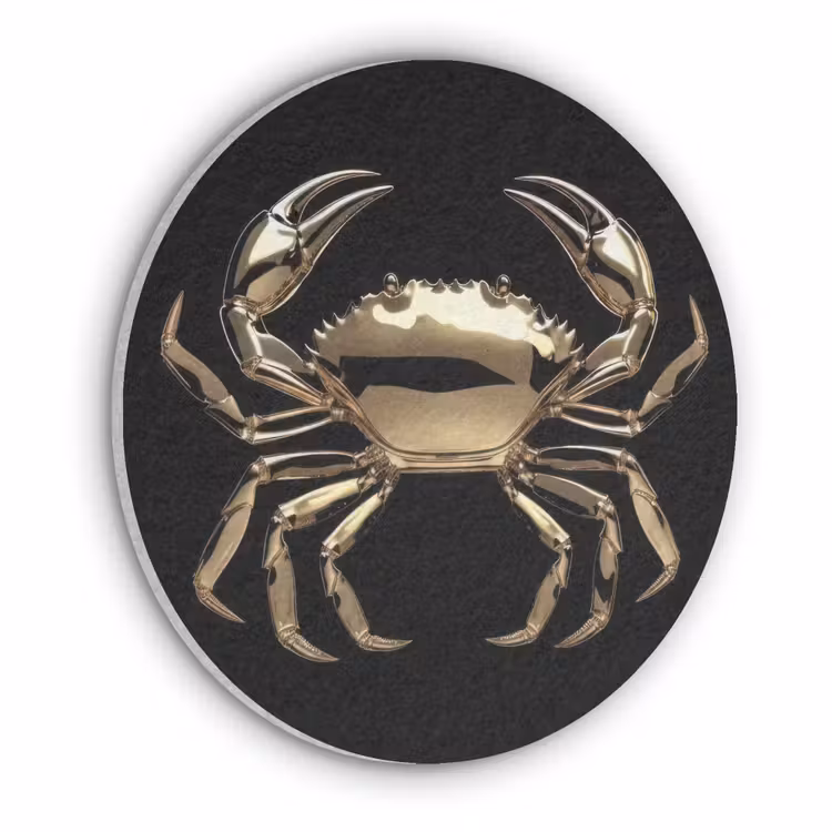 Goud - Krab - Dieren - Zwart Akoestische PET Vilt - Rond klein -3d
