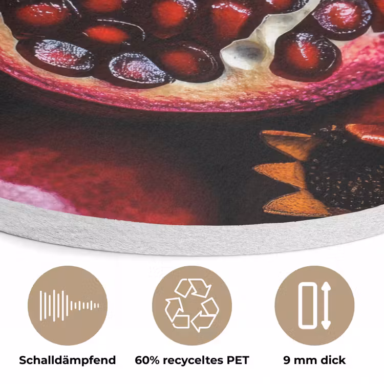Granaatappel - Rood - Fruit Akoestische PET Vilt - Rond klein -closeup_DE