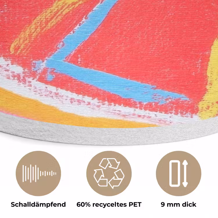 Grapefruit - Geschilderd - Roze - Strepen Akoestische PET Vilt - Rond klein -closeup_DE