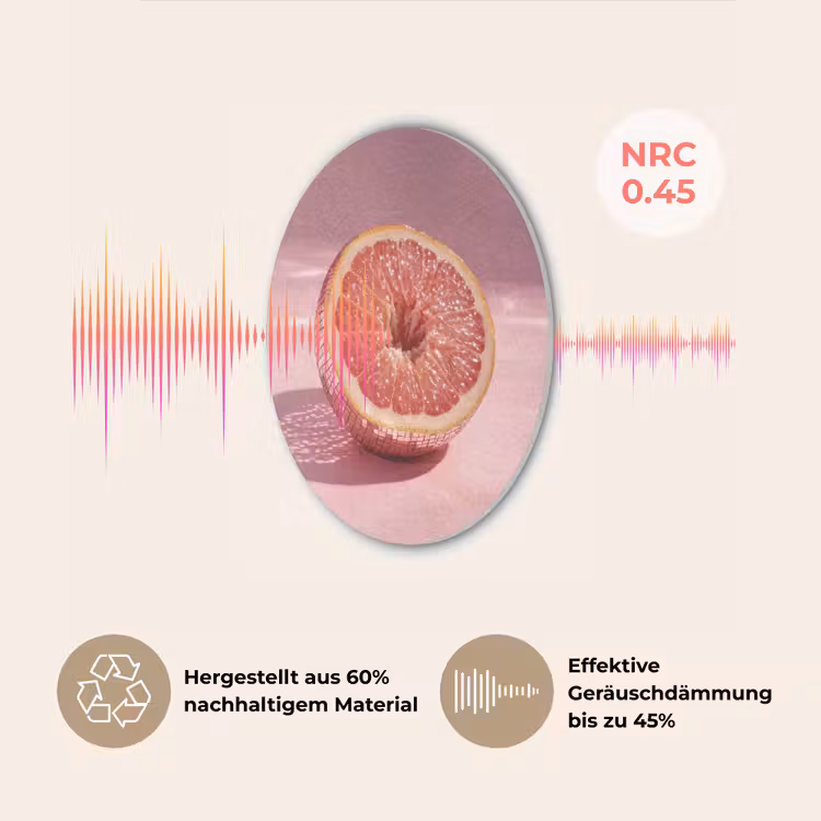 Grapefruit - Roze - Disco - Shiny Akoestische PET Vilt - Rond klein -USP_DE