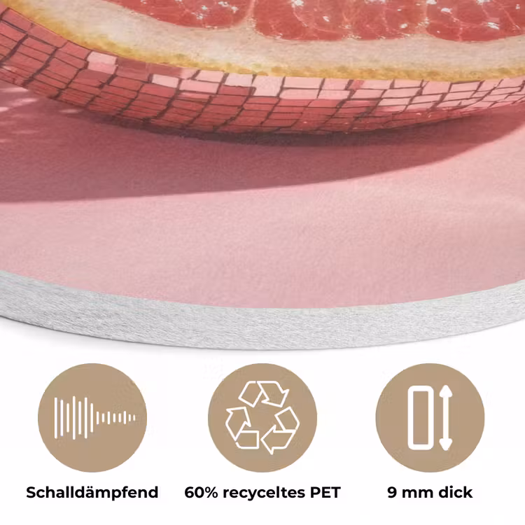 Grapefruit - Roze - Disco - Shiny Akoestische PET Vilt - Rond klein -closeup_DE