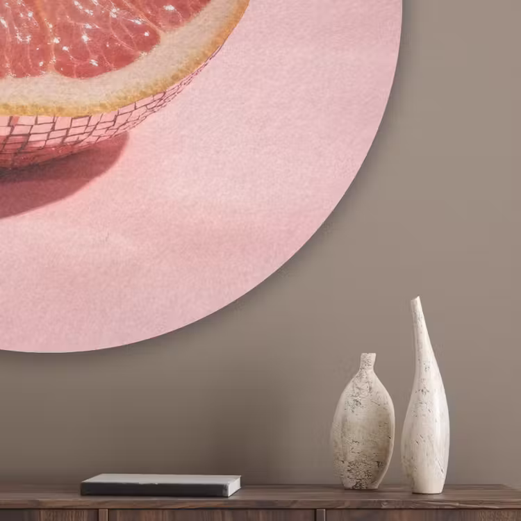 Grapefruit - Roze - Disco - Shiny Akoestische PET Vilt - Rond klein -sfeer5_closeup