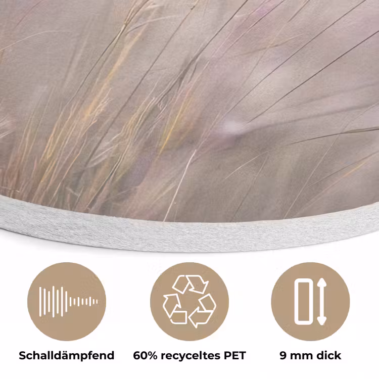 Graspluimen - Wind - Beige - Mistig Akoestische PET Vilt - Rond klein -closeup_DE