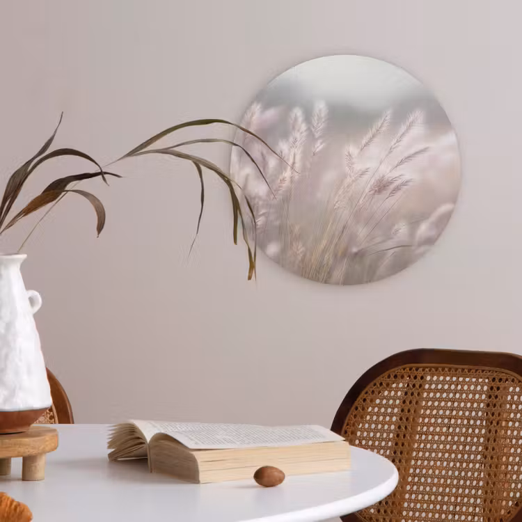 Graspluimen - Wind - Beige - Mistig Akoestische PET Vilt - Rond klein -sfeer3