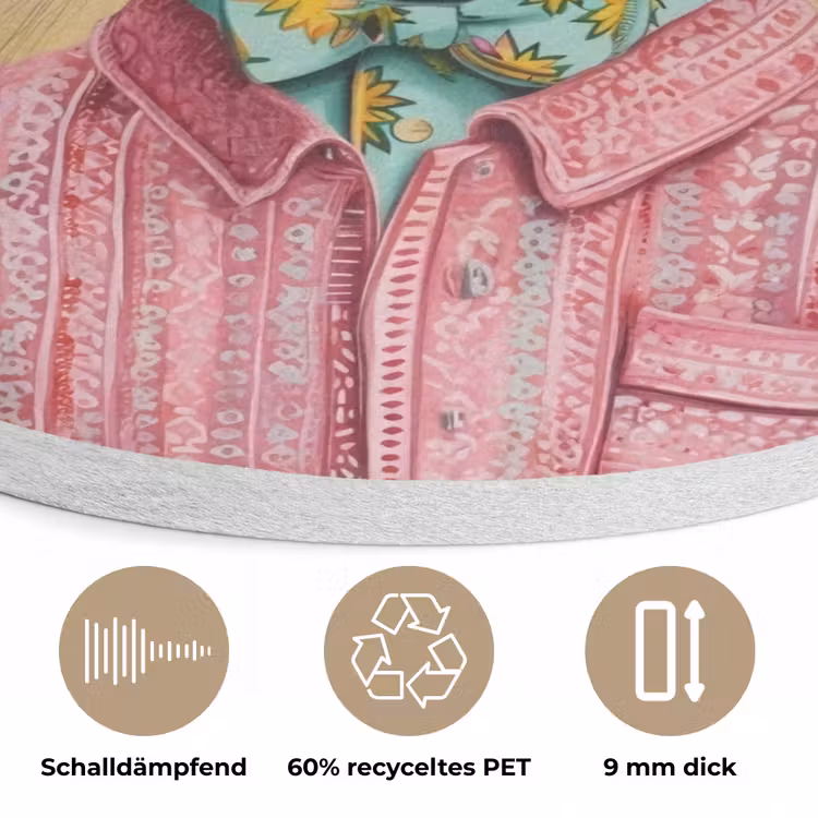 Grijs - Konijn - Blouse - Strik Akoestische PET Vilt - Rond klein -closeup_DE