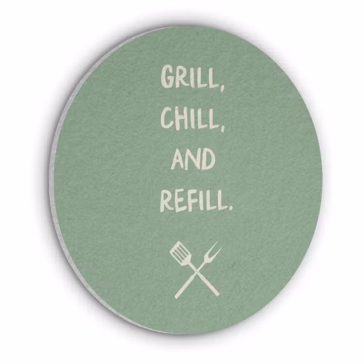 Grill - Groen - Zomer - Quote Akoestische PET Vilt - Rond klein -3d