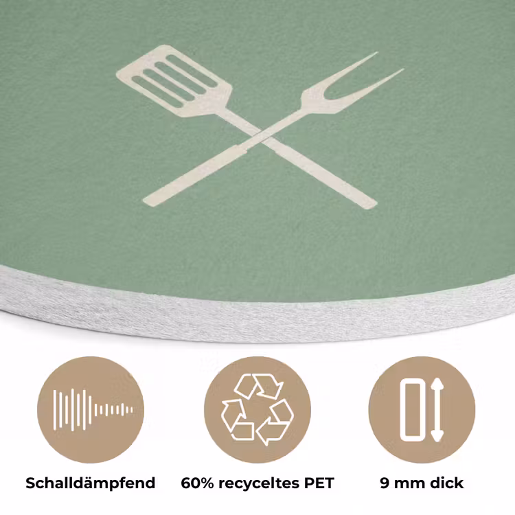 Grill - Groen - Zomer - Quote Akoestische PET Vilt - Rond klein -closeup_DE