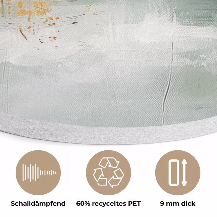 Groen - Modern - Abstract - Goud Akoestische PET Vilt - Rond klein -closeup_DE