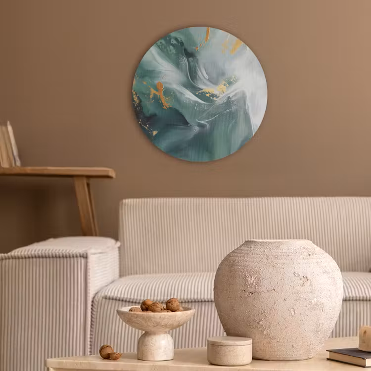 Groen - Modern - Marmer - Abstract Akoestische PET Vilt - Rond klein -sfeer1