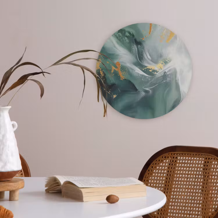 Groen - Modern - Marmer - Abstract Akoestische PET Vilt - Rond klein -sfeer3