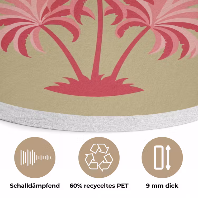 Groen - Zomer - Quote - Palmboom Akoestische PET Vilt - Rond klein -closeup_DE