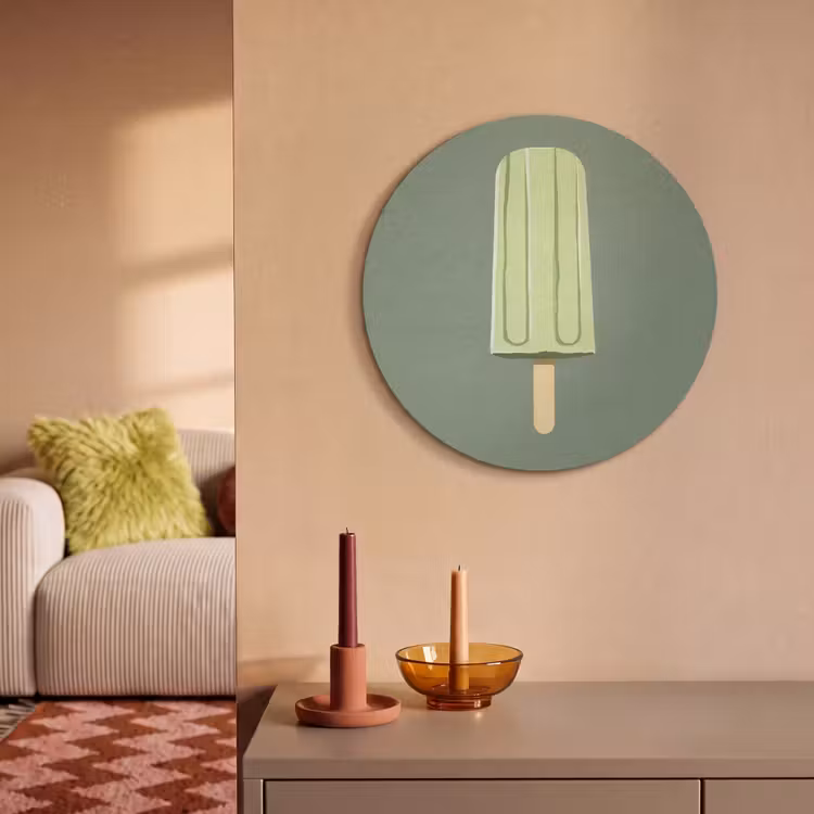 Groen - Waterijsje - Stokje - Illustratie Akoestische PET Vilt - Rond klein -sfeer1