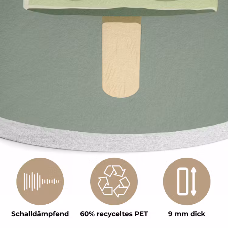 Groen - Waterijsje - Stokje - Illustratie Akoestische PET Vilt - Rond klein -closeup_DE