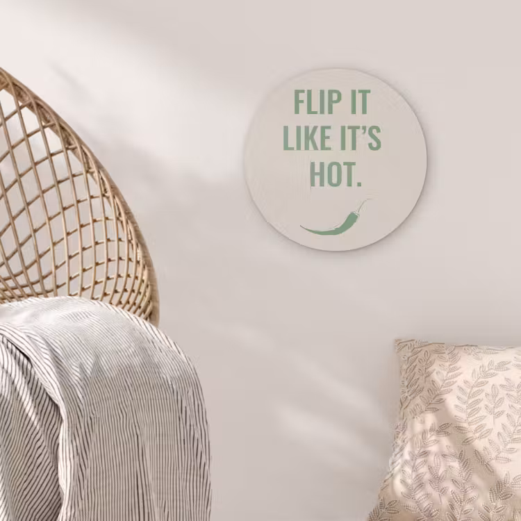 Groen - Quote - Zomer - Chilipeper Akoestische PET Vilt - Rond klein -sfeer4