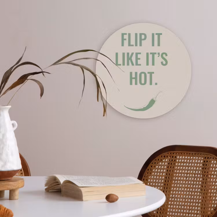 Groen - Quote - Zomer - Chilipeper Akoestische PET Vilt - Rond klein -sfeer3