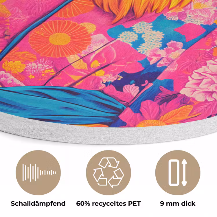 Haan - Kleurrijk - Kimono - Roze Akoestische PET Vilt - Rond klein -closeup_DE