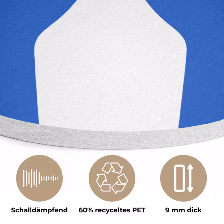 Handen - Twee - Ogen - Blauw Akoestische PET Vilt - Rond klein -closeup_DE