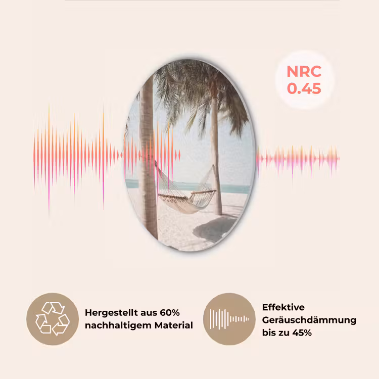 Hangmat - Palmbomen - Strand - Zee Akoestische PET Vilt - Rond klein -USP_DE