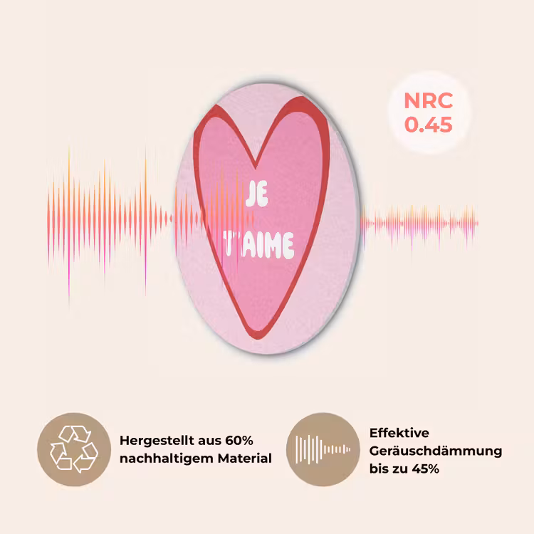 Hart - Frans - Valentijn - Roze Akoestische PET Vilt - Rond klein -USP_DE