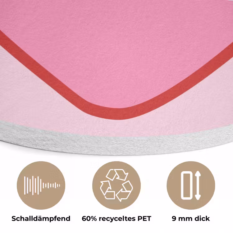Hart - Frans - Valentijn - Roze Akoestische PET Vilt - Rond klein -closeup_DE