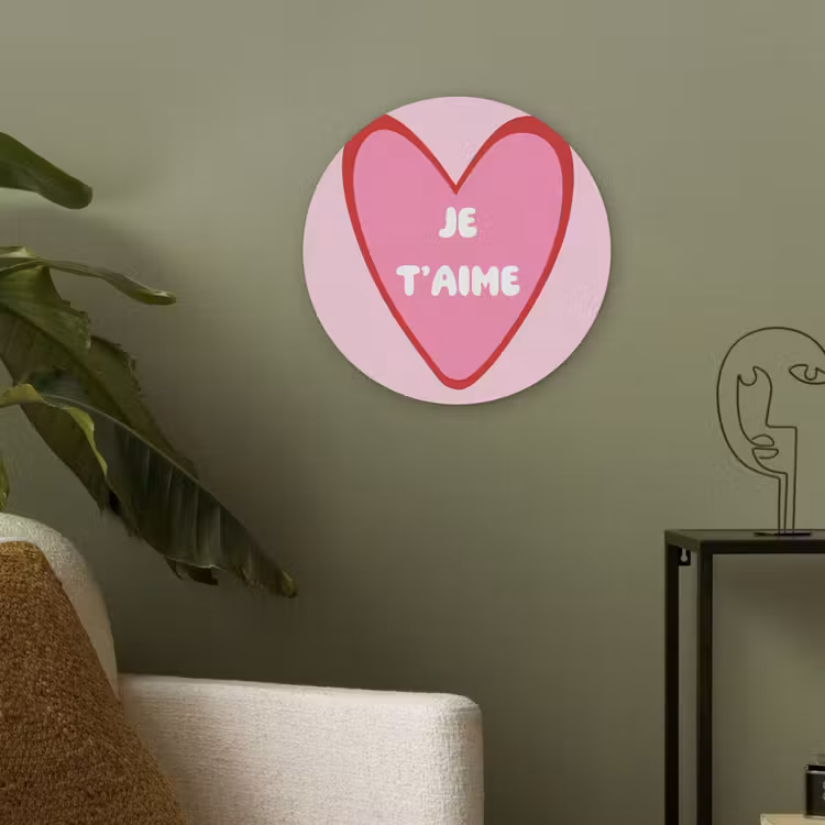 Hart - Frans - Valentijn - Roze Akoestische PET Vilt - Rond klein -sfeer2