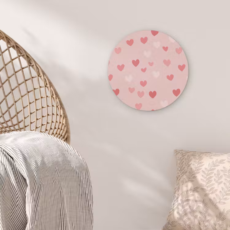 Hartjes - Patroon - Roze - Eenvoudig Akoestische PET Vilt - Rond klein -sfeer4