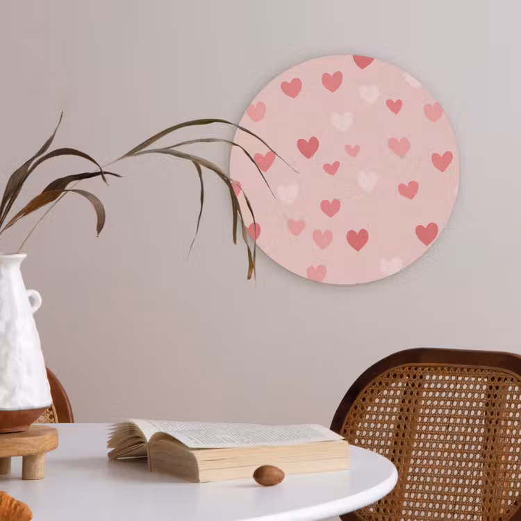 Hartjes - Patroon - Roze - Eenvoudig Akoestische PET Vilt - Rond klein -sfeer3