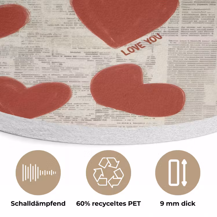 Hartjes - Krant - Loveyou Akoestische PET Vilt - Rond klein -closeup_DE