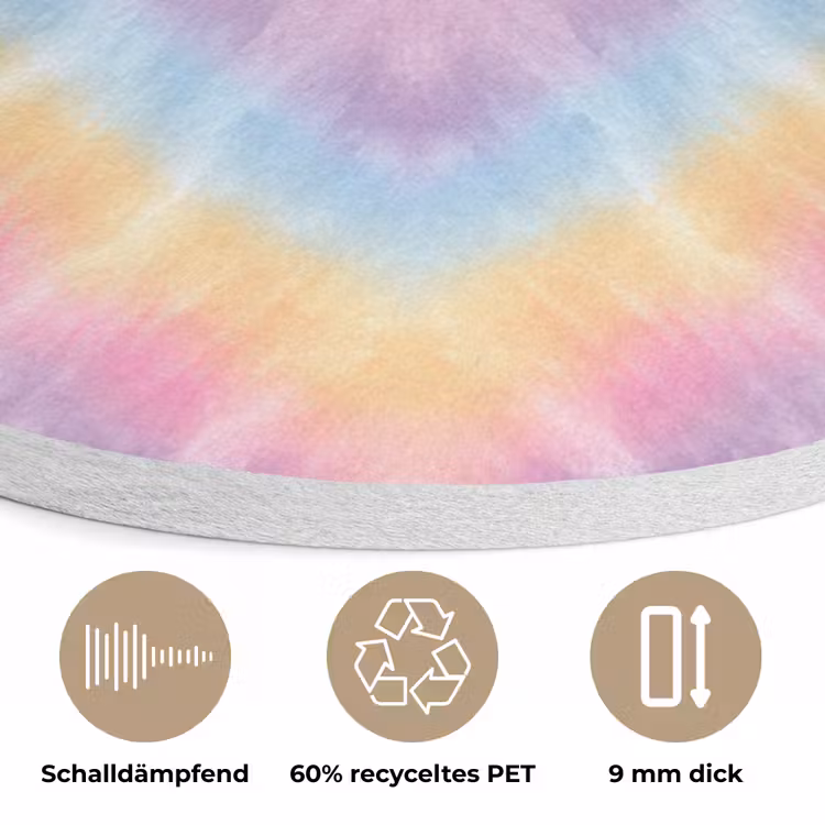 Hartvorm - Pastelkleuren - Tie Dye Akoestische PET Vilt - Rond klein -closeup_DE