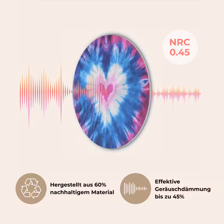Hartvormig - Tie dye - Paars Akoestische PET Vilt - Rond klein -USP_DE
