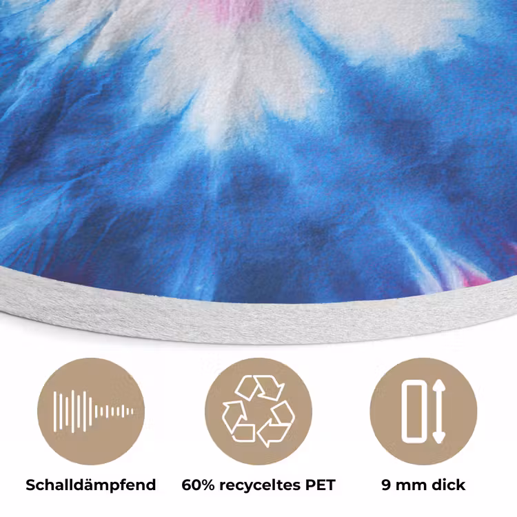 Hartvormig - Tie dye - Paars Akoestische PET Vilt - Rond klein -closeup_DE
